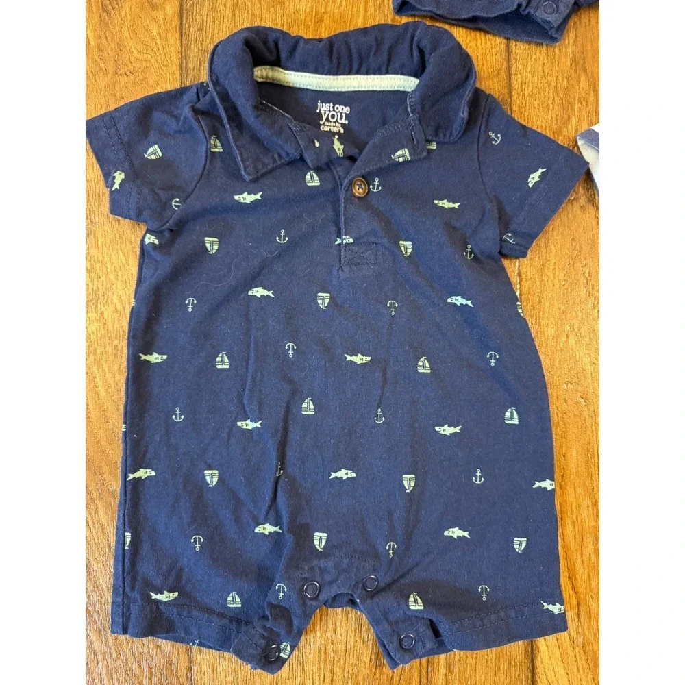 Baby Boy 3‎ Months Summer Rompers 1 Piece Outfits Collared Clothes Lot Dog Gone